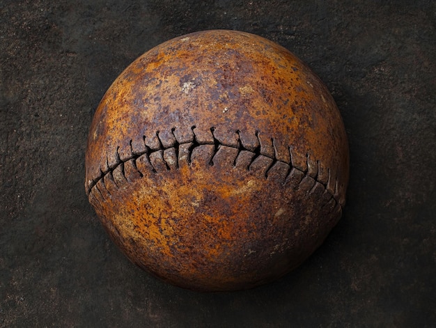 Photo old worn baseball