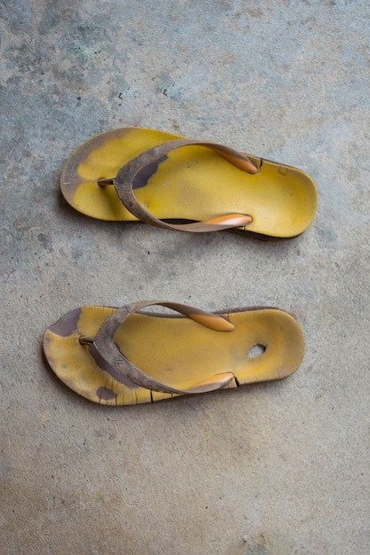 Old yellow rubber sandals