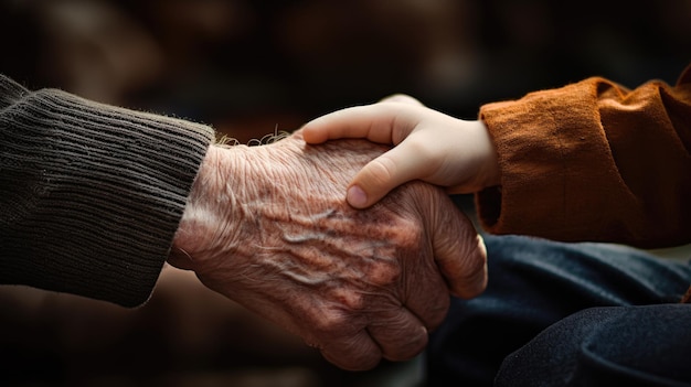 an old and young hand shaking