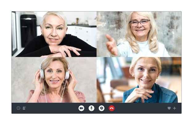 Older businesswomen talking through a video call