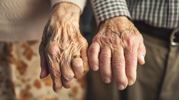 an older man holds his hands up to the camera