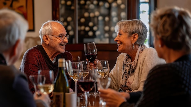 Older travelers participating in a local wine tasting tour savoring different varieties and interacting with other guests chaos 6 ar 169 v 61 Job ID 28dcea3239204fd886f2027d57d3d530