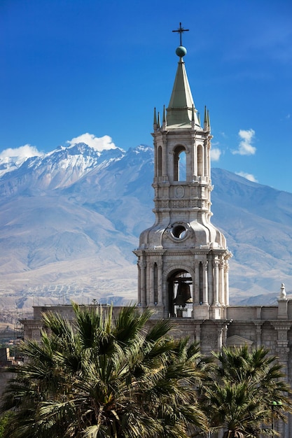 Oldest church in background volcano