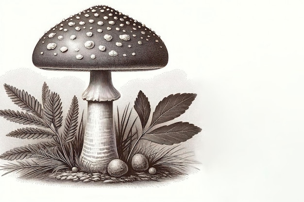 Photo an oldstyle mushroom with nature in the background space for text