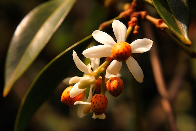 Olive blossoms in palm tree in kerala