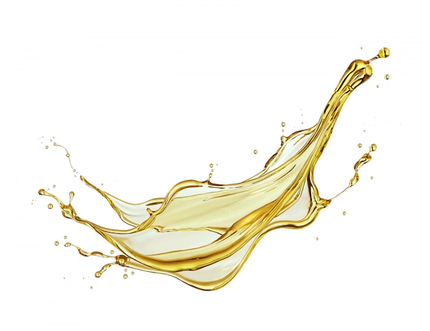 Olive or engine oil splash isolated on white, 3d illustration with Clipping path.