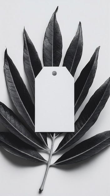 Photo an olive leaf with white blank tag photography