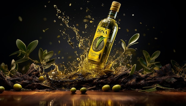 Olive oil advertisement photoshoot Commercial photography created with generative AI technology