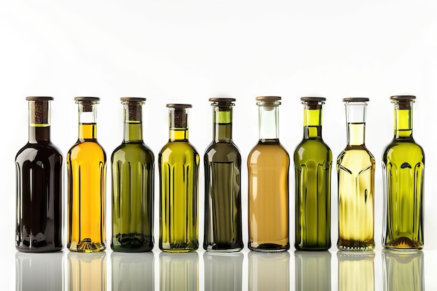 Olive oil bottles isolated on white background