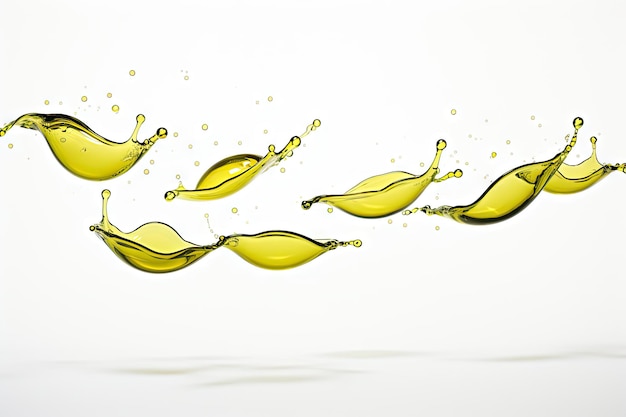 Olive oil drops on white