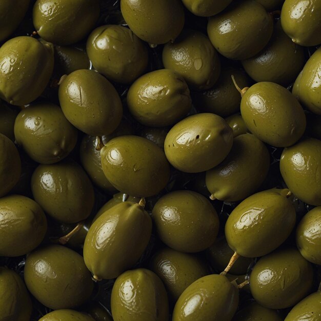 Photo olive oil in a glass bottle and olives on a wooden table olive leaf and olive leaf