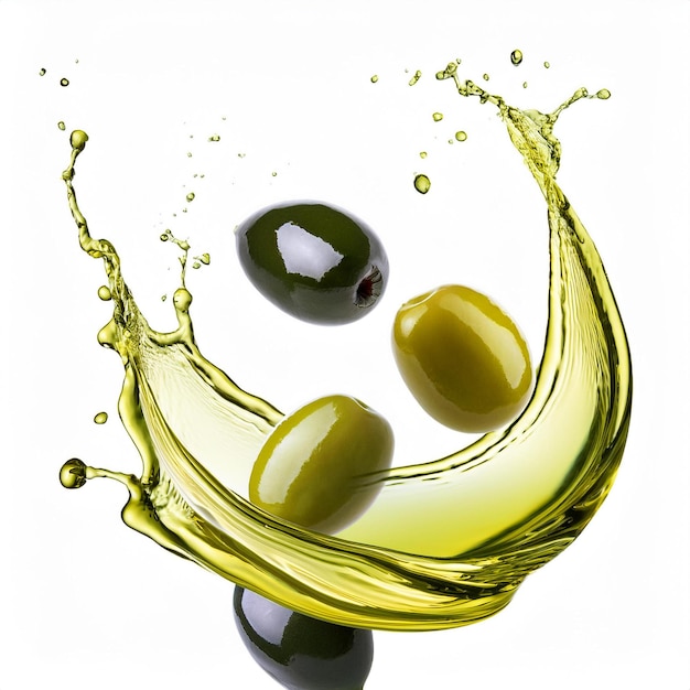 Photo olive oil splash levitating isolated on a white background