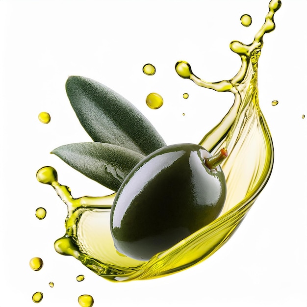 Photo olive oil splash levitating isolated on a white background