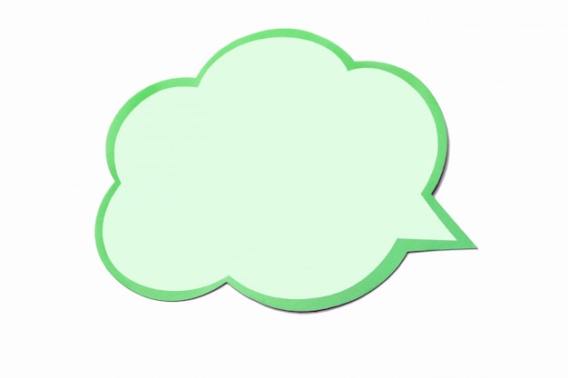 Olive speech bubble as a cloud with green border isolated on white background