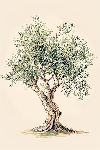 Photo an olive tree with a branch in the middle of it