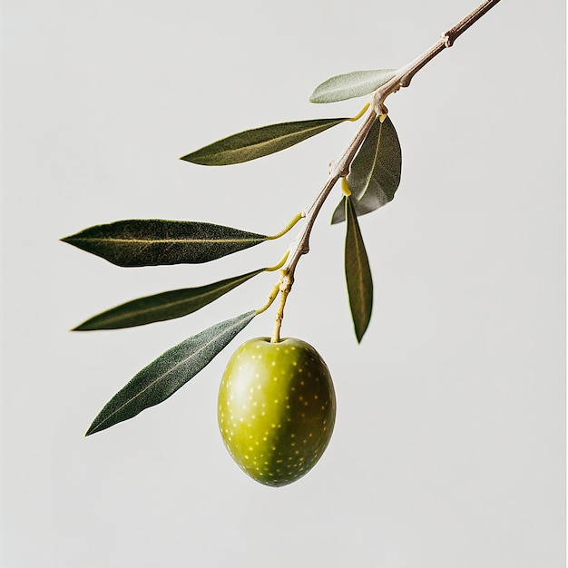 an olive tree with a green olive on it