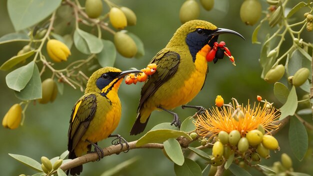 olivebacked sunbirds feeding her child various kits 6