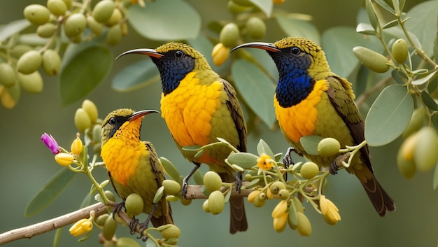 olivebacked sunbirds feeding her child various kits 7