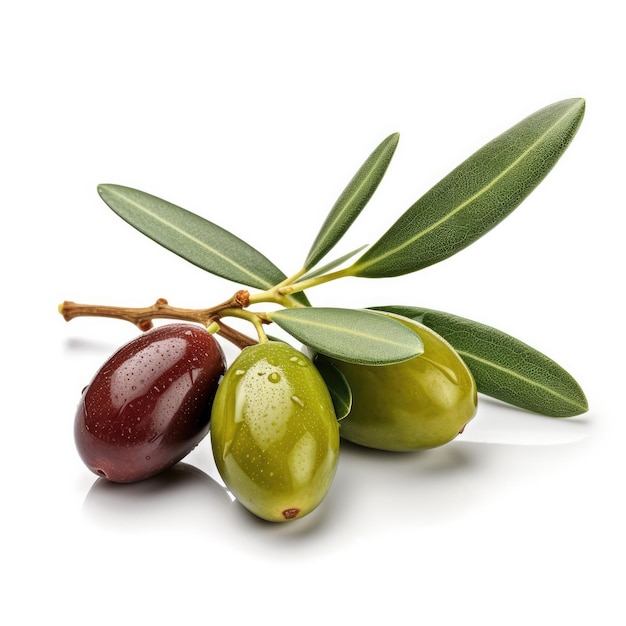 Olives and leaves on a tree branch