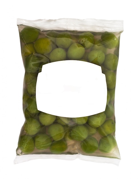 Olives in plastic box surface