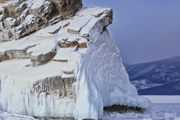 olkhon island baikal winter landscape, russia winter season view lake baikal