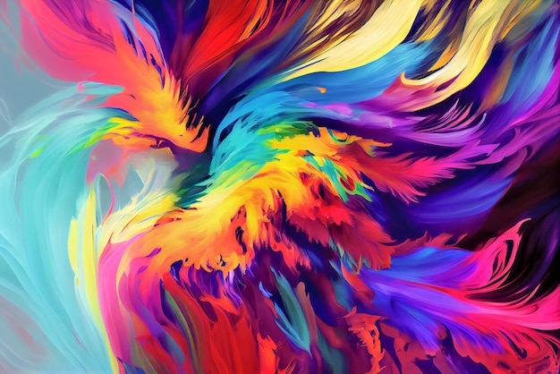 Olorful abstract painting with lots of colors flowing Colorful Iridescent Shiny Banner Ai generative