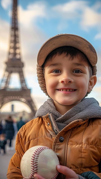 Olympic Paris Focus on a happy kid audience smiling