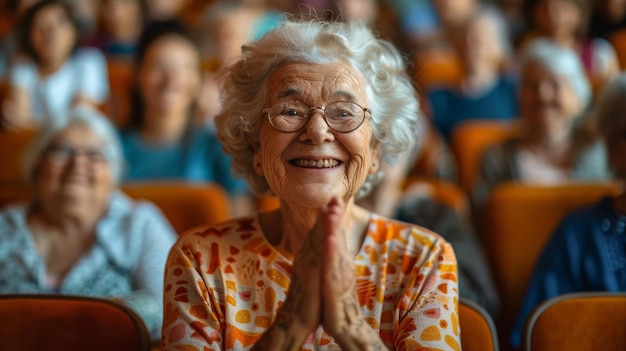 Olympic Paris Focus on a happy senior audience smiling