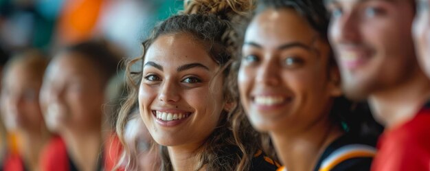 Olympic Paris Focus on a happy woman audience smiling