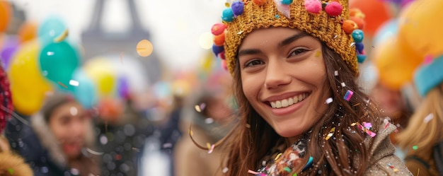 Olympic Paris sport Focus on a happy woman audience smiling