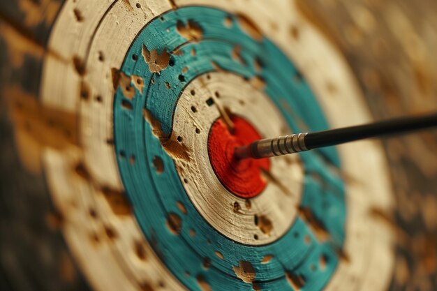 Photo olympic precision arrow hits bullseye symbolizing perfect aim in summer sports