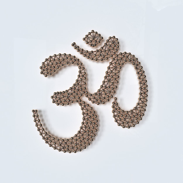 Om Aum gold symbol 3d Illustration