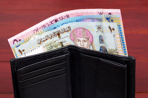 Omani money - rial in the black wallet