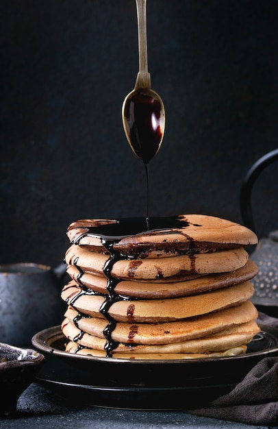 Ombre chocolate pancakes