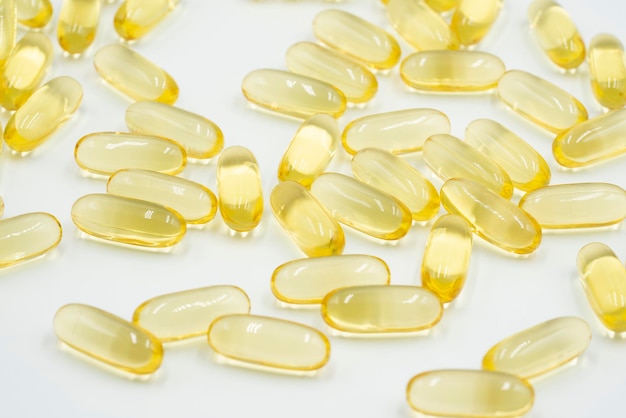 Omega 3 fish oil capsules.