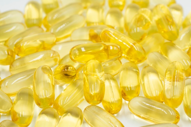 Omega 3 fish oil capsules.