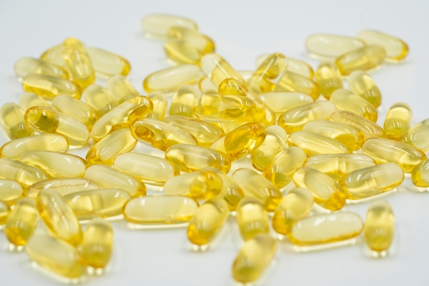 Omega 3 fish oil capsules.