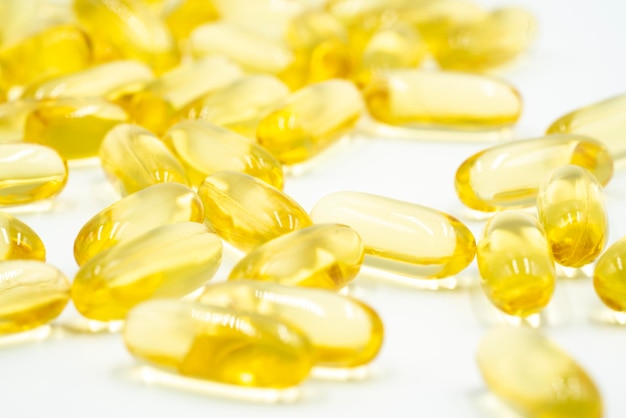 Omega 3 fish oil capsules.