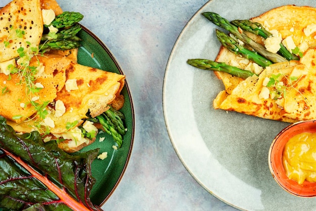 Omelet with fresh asparagus