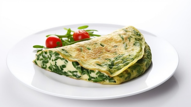 Omelette with cheese and spinach Omelette stuffed with spinach for a breakfast AI Generative