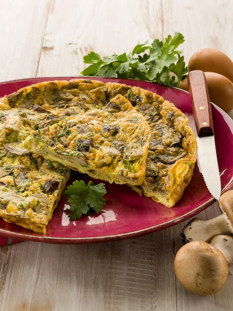 Omelette with mushroom and parsley