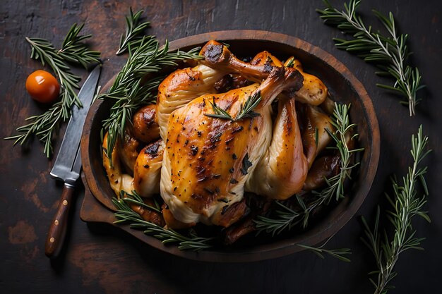 omemade roasted chicken leg with rosemary