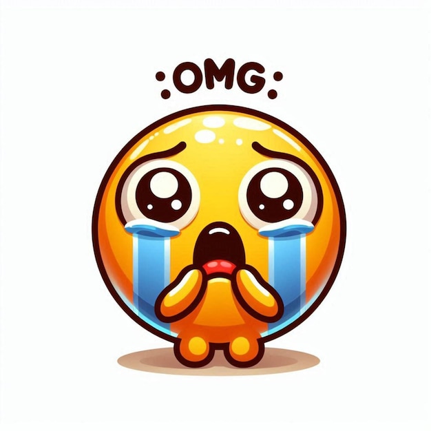 Photo omg crying emoji cartoon character white backgrounds