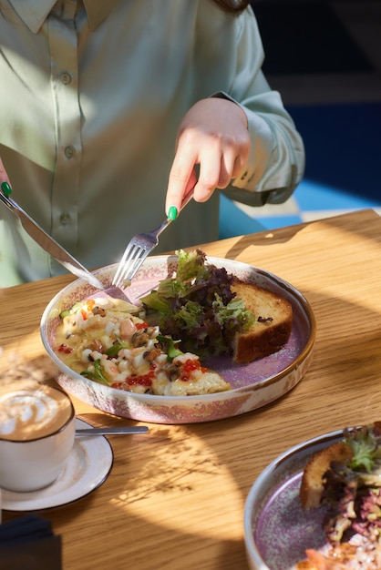 Omlet with mushrooms in a pan on a concrete background fritata is an italian breakfast dish