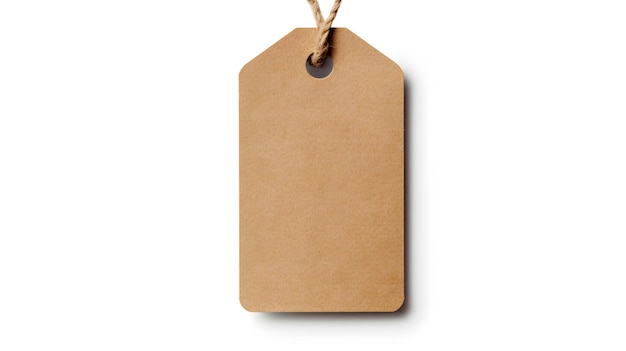 One brown paper label tag isolated on white