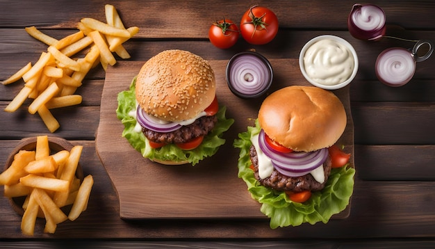 one burger on the black background