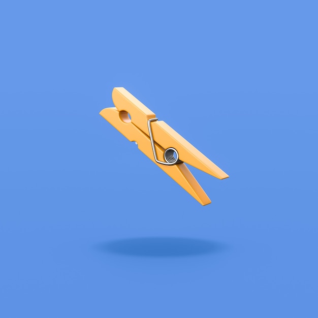 One Clothespin on Blue Background