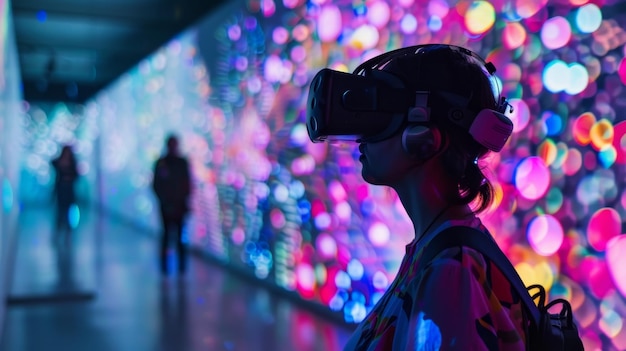 In one corner of the virtual reality art gallery visitors can enter a virtual reality world created