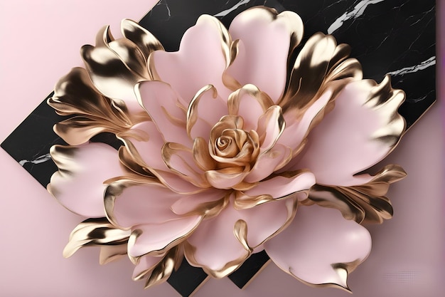 One flower pink and gold luxury decorative