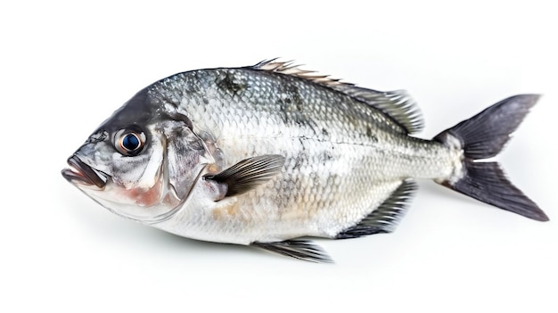 One fresh sea fish isolated on white background animals marine life